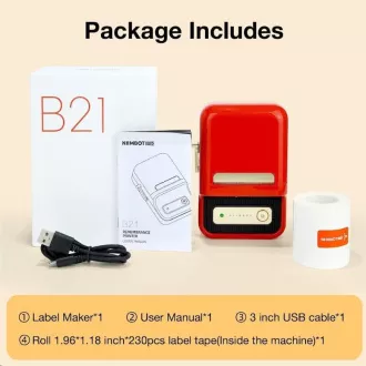 Niimbot Etikettendrucker B21S Smart, rot   Etikettenrolle 210 Stk.