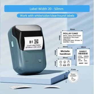 Niimbot Etikettendrucker B1 Smart, Seeblau   Etikettenrolle 210 Stk.