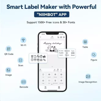 Niimbot Etikettendrucker B1 Smart, Seeblau   Etikettenrolle 210 Stk.
