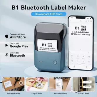 Niimbot Etikettendrucker B1 Smart, Seeblau   Etikettenrolle 210 Stk.