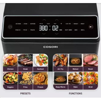 Cosori Dual Blaze 6.4L SMART Heißluftfritteuse   5x Spieß und Grill. Grillplatte, schwarz