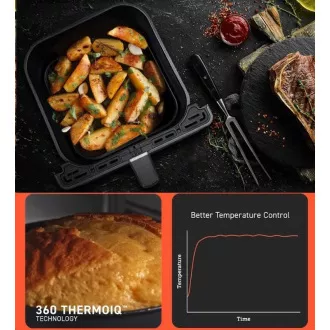 Cosori Dual Blaze 6.4L SMART Heißluftfritteuse   5x Spieß und Grill. Grillplatte, schwarz