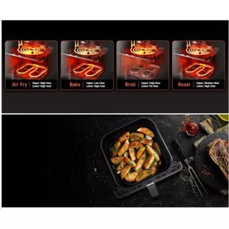 Cosori Dual Blaze 6.4L SMART Heißluftfritteuse   5x Spieß und Grill. Grillplatte, schwarz