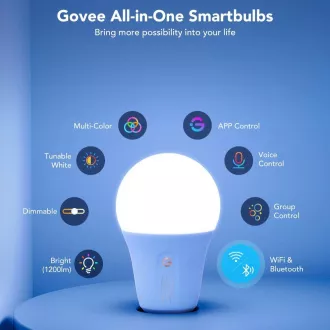 Govee Smart Glühbirne RGBWW 12W-85W 1200lm E27 Lange Lebensdauer, Matter Govee Smart Glühbirne RGBWW 12W-85W 1200lm E27 Lange Lebensdauer, Matter