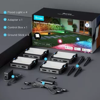 Govee Flutlichter 2 SMART LED-Leuchten für den Außenbereich 4 Stk. Govee Flutlichter 2 SMART LED-Leuchten für den Außenbereich 4 Stk.