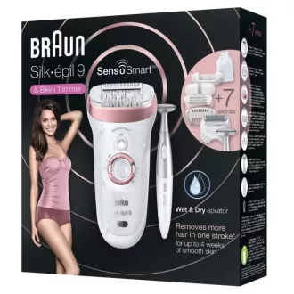 Braun Silk-épil 9-890 Rose Gold Epilierer, SensoSmart, Trocken- und Nassrasur, 2 Geschwindigkeiten, Massagesystem, Geschenk-Edition