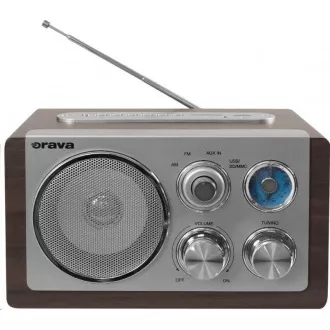 Orava RR-29 A Radio, 1 x 3, 5W, AM/FM Radio, USB, AUX Eingang, SD Karte, braun / silber