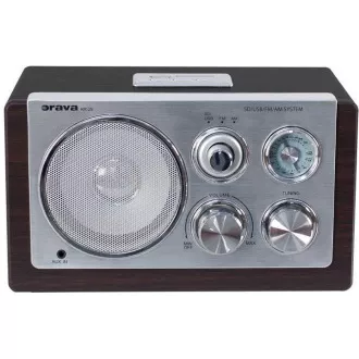 Orava RR-29 A Radio, 1 x 3, 5W, AM/FM Radio, USB, AUX Eingang, SD Karte, braun / silber