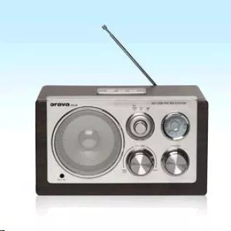 Orava RR-29 A Radio, 1 x 3, 5W, AM/FM Radio, USB, AUX Eingang, SD Karte, braun / silber