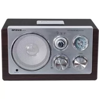 Orava RR-29 A Radio, 1 x 3, 5W, AM/FM Radio, USB, AUX Eingang, SD Karte, braun / silber