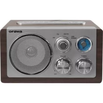 Orava RR-29 A Radio, 1 x 3, 5W, AM/FM Radio, USB, AUX Eingang, SD Karte, braun / silber