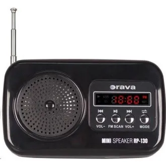 Orava RP 130 tragbarer Radioempfänger, SD-Karte, Kopfhörerausgang, LED-Display, FM-Radio, USB, AUX-Eingang, schwarz