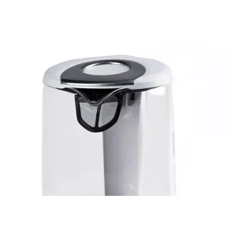 Orava VK-4017 W elektrischer Wasserkocher, 2200 W, 1,7 l, Glas, LED-Hintergrundbeleuchtung, automatische Abschaltung, weiß