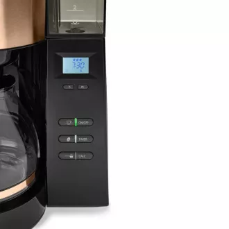 Melitta AromaFresh 1021-04 Kaffeemaschine mit Mahlwerk, Tropfschale, Glaskanne, 1180 W, Display, Kupfer
