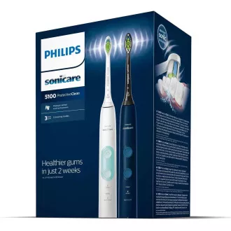 Elektrische Zahnbürste Philips Sonicare HX6851/34, Schallzahnbürste, 3 Betriebsarten, Timer, weiß und marineblau