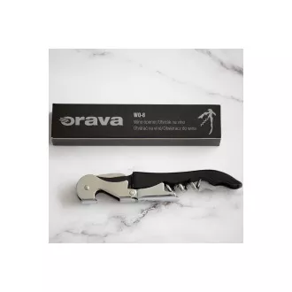 Orava WO-8 Hebel-Wein- und Bieröffner, zweistufig, praktisches Messer, schwarz