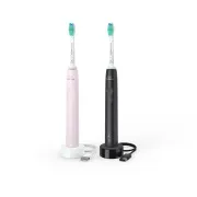 Philips HX3675/15 Sonicare elektrische Zahnbürste, Schall, Timer, Drucksensor, 2 Stück, rosa und schwarz