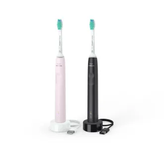 Philips HX3675/15 Sonicare elektrische Zahnbürste, Schall, Timer, Drucksensor, 2 Stück, rosa und schwarz