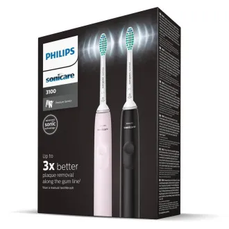 Philips HX3675/15 Sonicare elektrische Zahnbürste, Schall, Timer, Drucksensor, 2 Stück, rosa und schwarz
