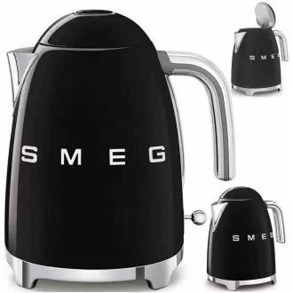 Smeg KLF03BLEU elektrischer Wasserkocher, 1, 7 l, (7 Tassen), 2400 W, 1950er Stil, schwarz