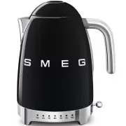 Smeg KLF04BLEU elektrischer Wasserkocher, 1, 7 l (7 Tassen), 2400 W, 50er Jahre Stil, Temperaturkontrolle, 7 Programme, schwarz