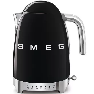 Smeg KLF04BLEU elektrischer Wasserkocher, 1, 7 l (7 Tassen), 2400 W, 50er Jahre Stil, Temperaturkontrolle, 7 Programme, schwarz