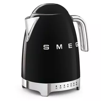 Smeg KLF04BLEU elektrischer Wasserkocher, 1, 7 l (7 Tassen), 2400 W, 50er Jahre Stil, Temperaturkontrolle, 7 Programme, schwarz