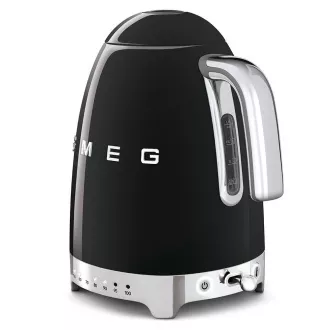 Smeg KLF04BLEU elektrischer Wasserkocher, 1, 7 l (7 Tassen), 2400 W, 50er Jahre Stil, Temperaturkontrolle, 7 Programme, schwarz