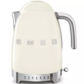 Smeg KLF04CREU elektrischer Wasserkocher, 1, 7 l (7 Tassen), 2400 W, 50er Jahre Stil, Temperaturregelung, 7 Programme, cremefarben