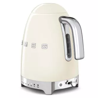 Smeg KLF04CREU elektrischer Wasserkocher, 1, 7 l (7 Tassen), 2400 W, 50er Jahre Stil, Temperaturregelung, 7 Programme, cremefarben