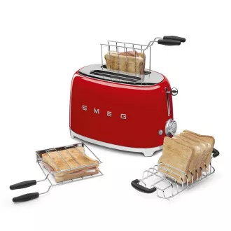 Smeg TSF01RDEU Toaster/Toaster-Backofen, 2 Toaster, 6 Toaststufen, Krümelschublade, 1950er Jahre Stil, rot Smeg TSF01RDEU Toaster/Toaster-Backofen, 2 Toaster, 6 Toaststufen, Krümelschublade, 1950er Jahre Stil, rot