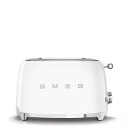 Smeg TSF01WHEU Toaster/Toaster, 2 Toaster, 6 Toaststufen, Krümelschublade, Stil. 50er Jahre, weiß