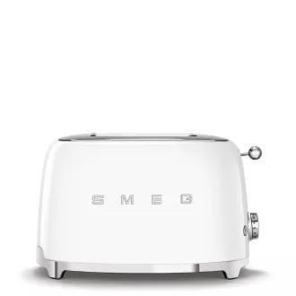 Smeg TSF01WHEU Toaster/Toaster, 2 Toaster, 6 Toaststufen, Krümelschublade, Stil. 50er Jahre, weiß