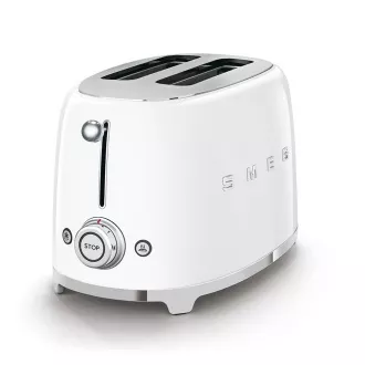 Smeg TSF01WHEU Toaster/Toaster, 2 Toaster, 6 Toaststufen, Krümelschublade, Stil. 50er Jahre, weiß