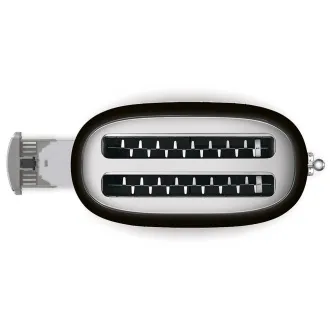 Smeg TSF02BLEU, Toaster / Toasterofen, 4 Toaster, 6 Toaststufen, Krümelschublade, Stil. 50er Jahre, schwarz