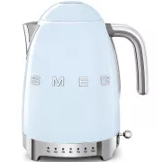 Smeg KLF04PBEU elektrischer Wasserkocher, 1, 7 l (7 Tassen), 2400 W, 50er Jahre Stil, Temperaturkontrolle, 7 Programme, pastellblau