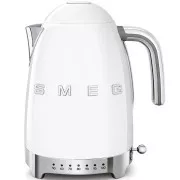 Smeg KLF04WHEU elektrischer Wasserkocher, 1, 7 l (7 Tassen), 2400 W, 50er Jahre Stil, Temperaturkontrolle, 7 Programme, weiß