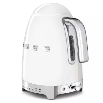 Smeg KLF04WHEU elektrischer Wasserkocher, 1, 7 l (7 Tassen), 2400 W, 50er Jahre Stil, Temperaturkontrolle, 7 Programme, weiß