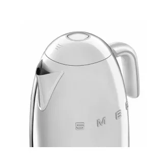 Smeg KLF04SSEU elektrischer Wasserkocher, 1, 7 l (7 Tassen), 2400 W, 50er Jahre Stil, Temperaturregelung, 7 Programme, Chrom