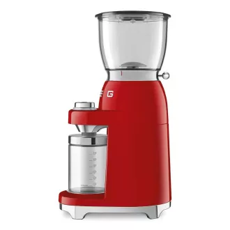 Smeg CGF11RDEU Kaffeemühle, 150 W, einstellbarer Mahlgrad, Edelstahlmahlwerk, Tritanbehälter, rot