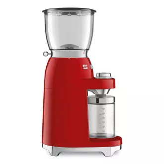 Smeg CGF11RDEU Kaffeemühle, 150 W, einstellbarer Mahlgrad, Edelstahlmahlwerk, Tritanbehälter, rot
