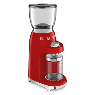 Smeg CGF11RDEU Kaffeemühle, 150 W, einstellbarer Mahlgrad, Edelstahlmahlwerk, Tritanbehälter, rot