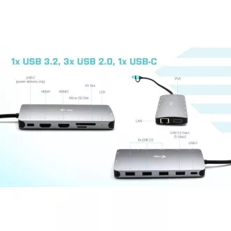 i-tec USB 3.0 USB-C/Thunderbolt 3x Display Metall Nano Dock mit LAN, PD 100 W i-tec USB 3.0 USB-C/Thunderbolt 3x Display Metall Nano Dock mit LAN, PD 100 W