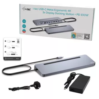 i-tec USB-C Metall Ergonomische 4K 3x Display Docking Station, PD 100W i-tec Universal Ladegerät 100W (Bundle) i-tec USB-C Metall Ergonomische 4K 3x Display Docking Station, PD 100W i-tec Universal Ladegerät 100W (Bundle)