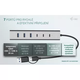 i-tec USB-C/USB-A Lade-HUB aus Metall mit 7 Anschlüssen (3x USB-C, 4x USB-A) i-tec USB-C/USB-A Lade-HUB aus Metall mit 7 Anschlüssen (3x USB-C, 4x USB-A)