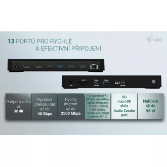 i-tec Thunderbolt4 3x Display Docking Station, Power Delivery 96W i-tec Thunderbolt4 3x Display Docking Station, Power Delivery 96W