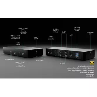 i-tec Universal Intelligent Dual Display Docking Station, Power Delivery 100W