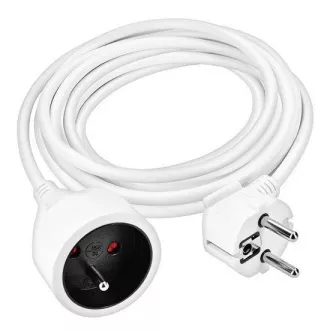 Solight Verlängerungskabel - Stecker, 1 Buchse, 5m, 3 x 1mm2, weiß