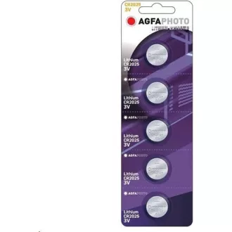 AgfaPhoto Knopf-Lithiumbatterie CR2025, Blister 5 Stück