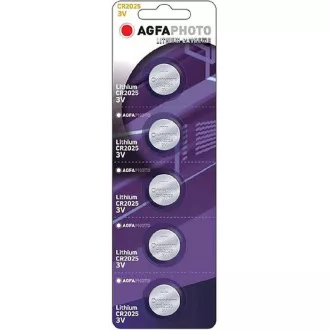 AgfaPhoto Knopf-Lithiumbatterie CR2025, Blister 5 Stück